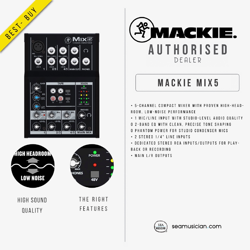 MACKIE MIX5 5-CHANNEL COMPACT MIXER (MAC-MIX5) | Shopee Malaysia