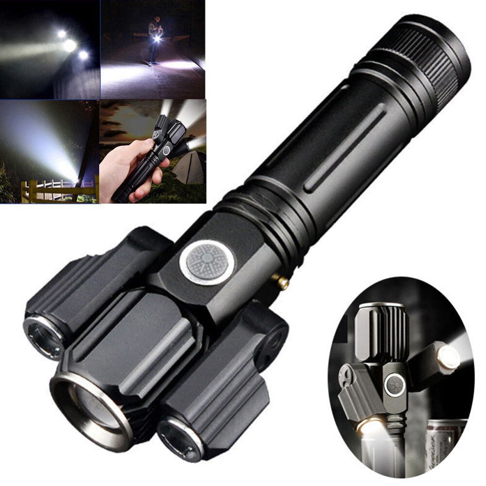 USB rechargeable LED light flashlight rotating multifunctional 20000LM