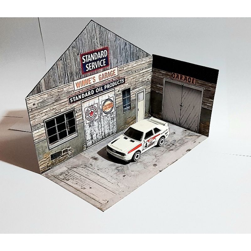 164 Dealership Printable Garage Diorama Template - 1 64 Diorama