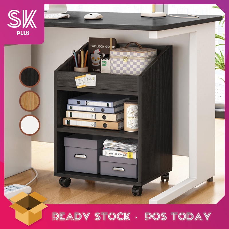 SKplus Small Bookshelf With Wheels Office Storage Artifact Under Desk Storage Shopee