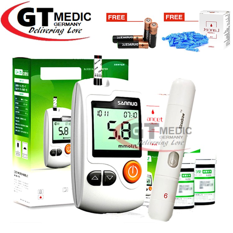Blood Glucose Monitor Meter Device + Test Strips + Lancet