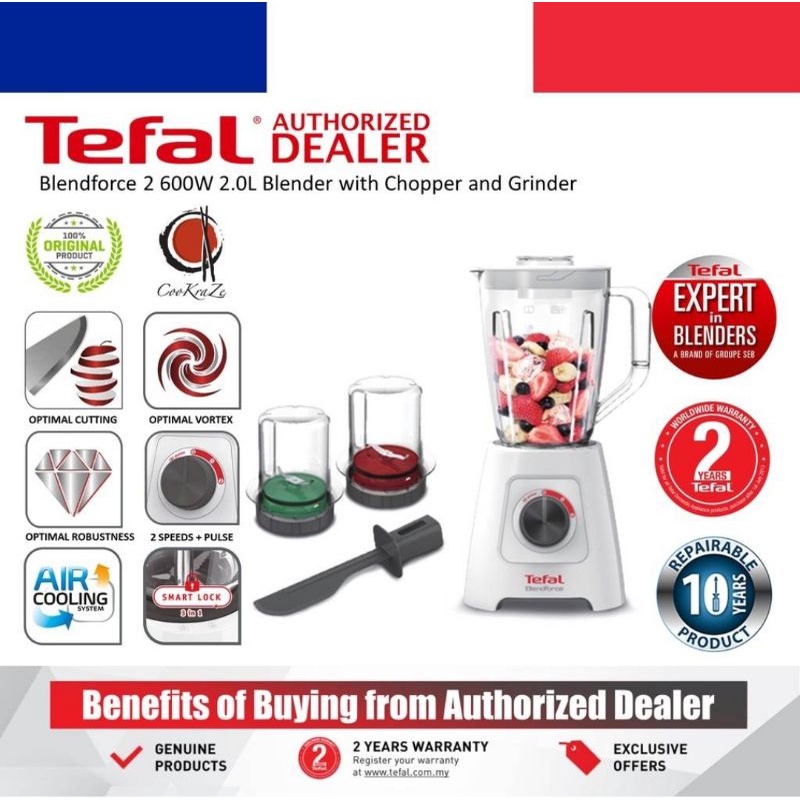 TEFAL BLENDFORCE 2 600W 2.0 LITRE BLENDER WITH CHOPPER AND GRINDER