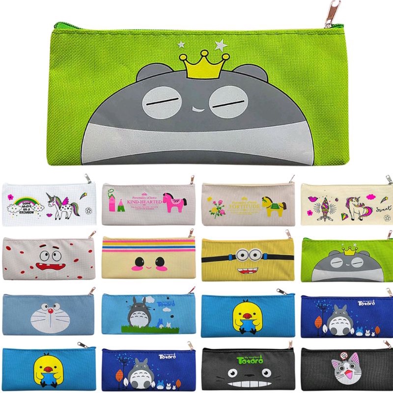 Student Cartoon Stationery Bag Kids Zipper Cute Simple Jelly Soft Multi