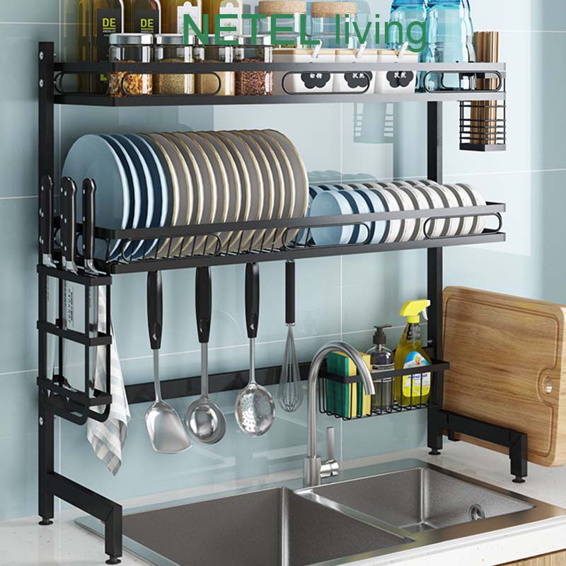 NETEL Kitchen Organizer Rack Rak Pinggan Sink Dish Rack Stainless Steel