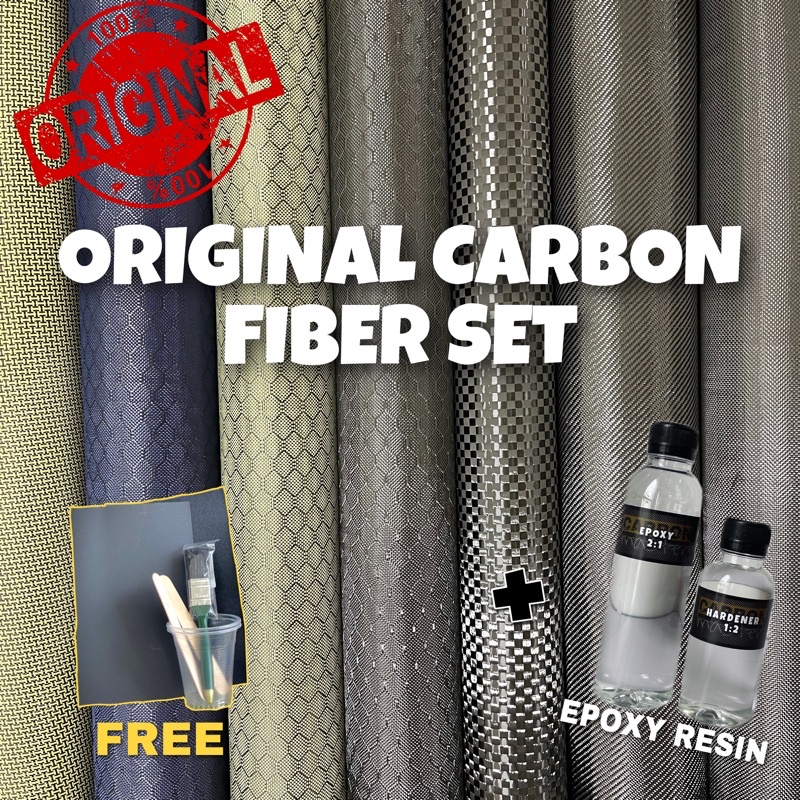 Original Carbon Fiber SET with Epoxy Resin + FREE (sandpaper+cup+brush