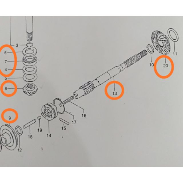 Propeller shaft + Foward Gear + Reverse Gear + Pinion Gear Repair KIT