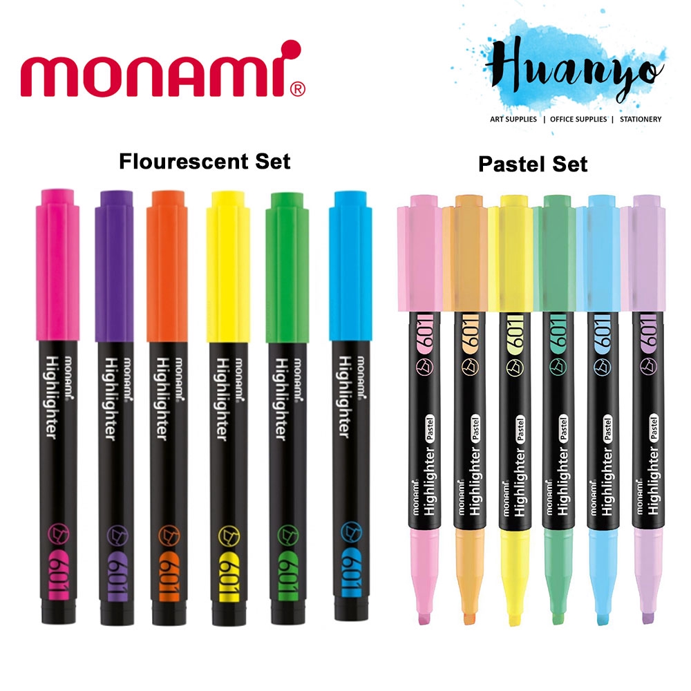 Monami Flourescent & Pastel Colour Highlighter Textliner Pen 601 (Per