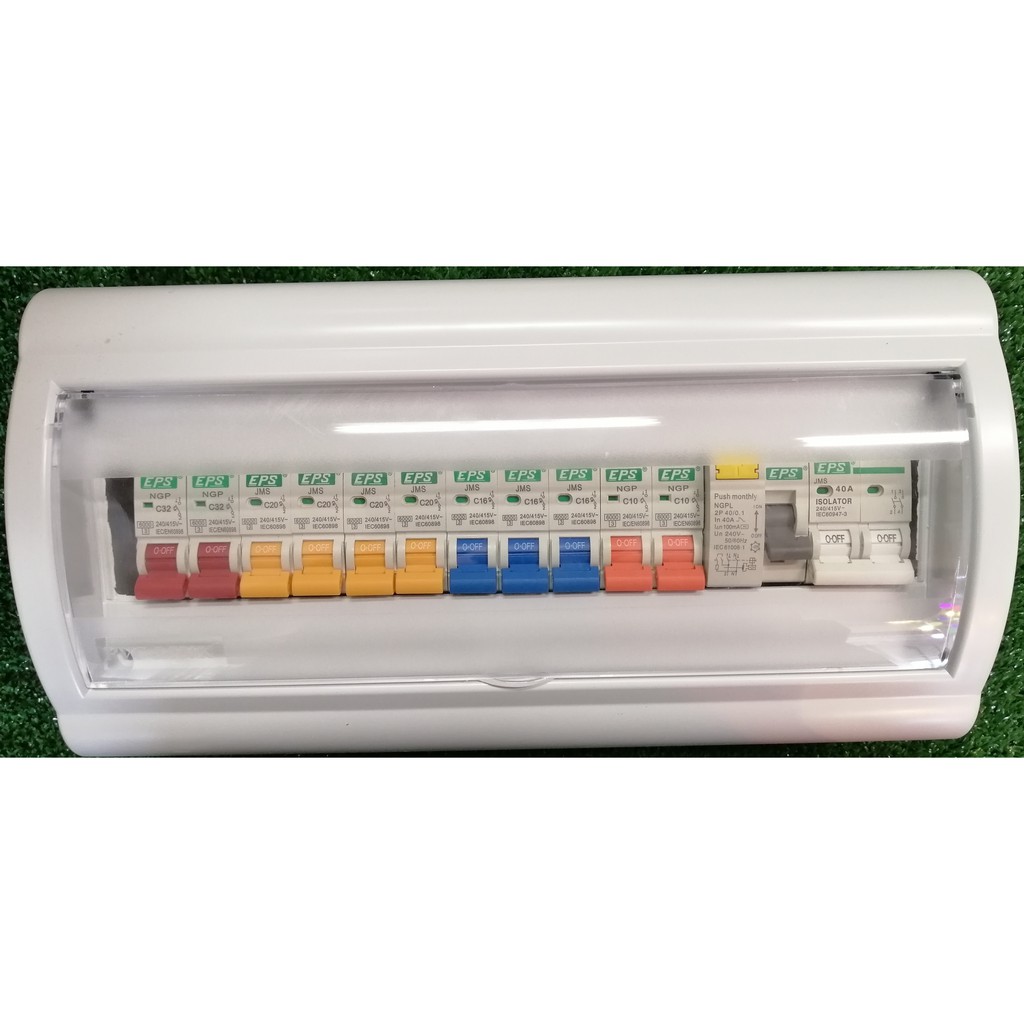 1216WAY PVC DB BOX/ MCB BOX FULL SET COMPLETE WITH MAIN SWITCH (2Pole