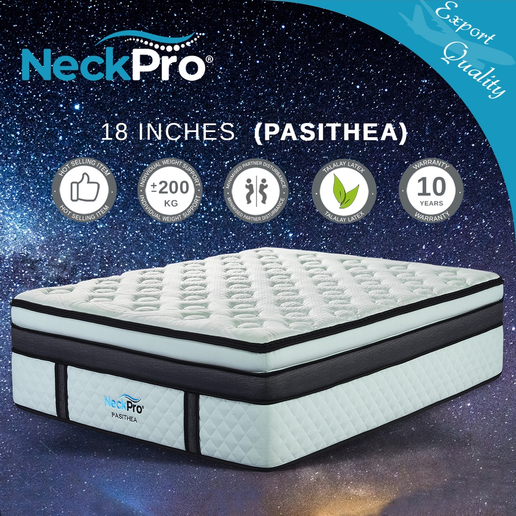 NeckPro Pasithea Talalay Latex Layer + Orthopedics Support Pocket Spring Mattress (18"/45cm