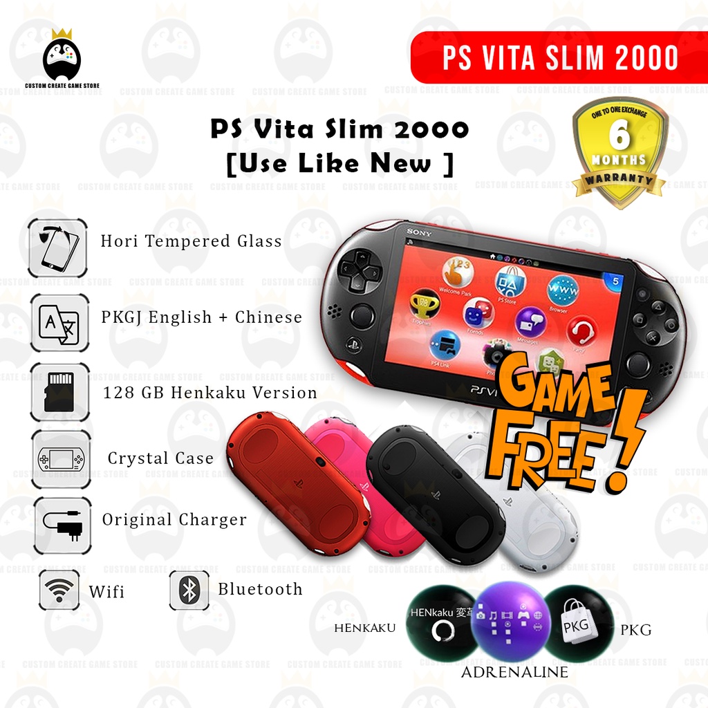 SONY PSVITA PS Vita SLIM 2000 Henkaku Jailbreak PERMANENT With 128GB