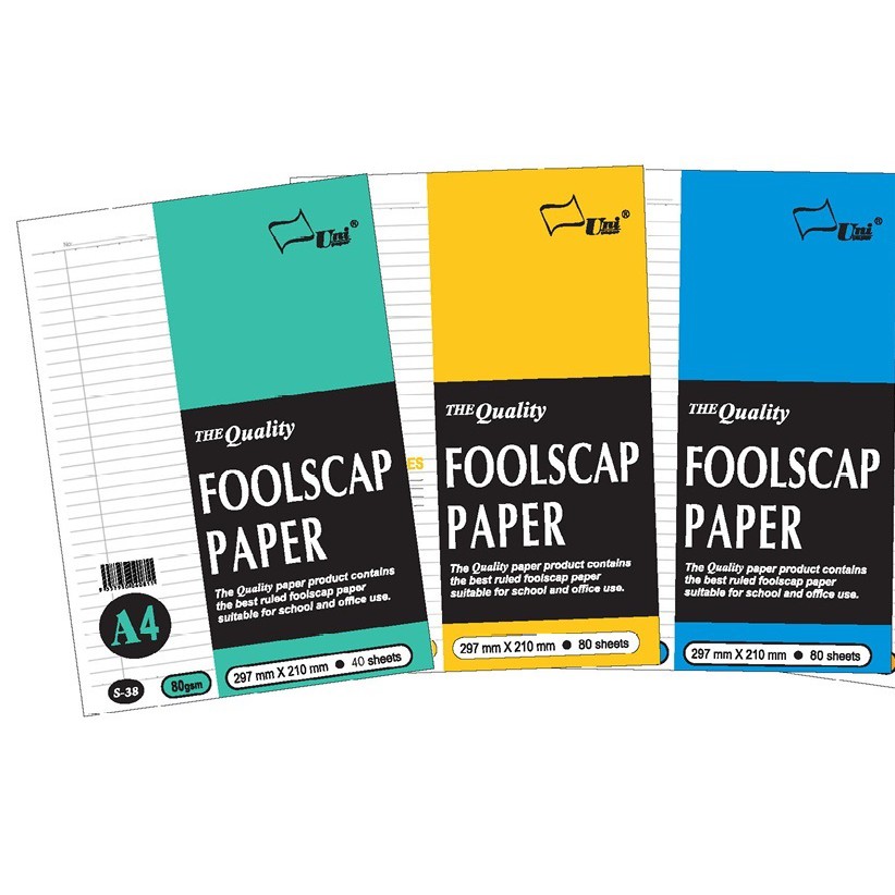 Uni S38 A4 Foolscap Paper 80s Shopee Malaysia