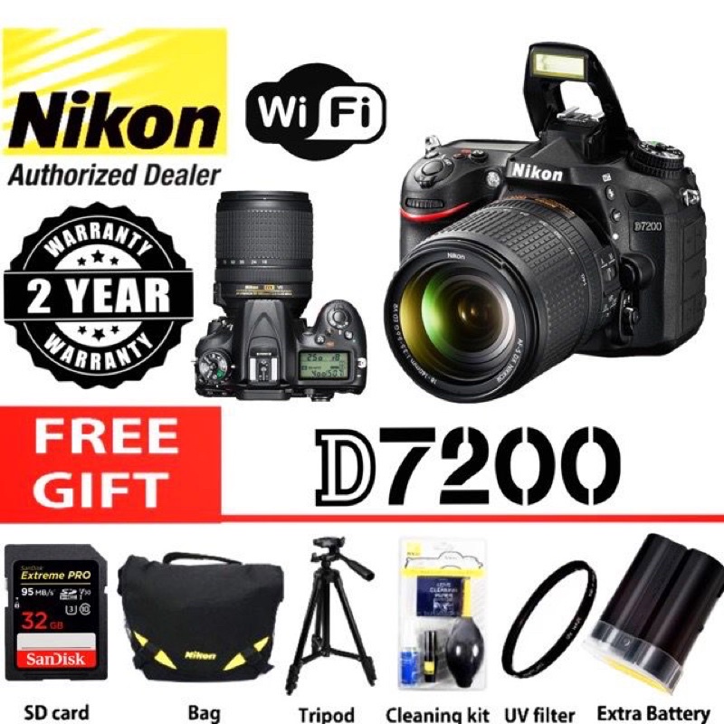 Nikon D7200 18140mm VR 24.2mp original Full packages (2 years warranty