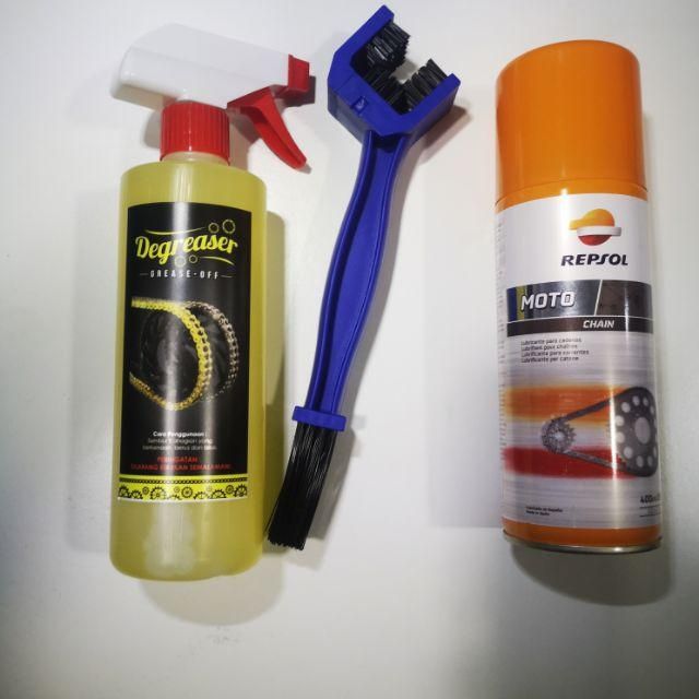 Chain Degreaser + Repsol Chain Lube + Chaim Brush Shopee Malaysia
