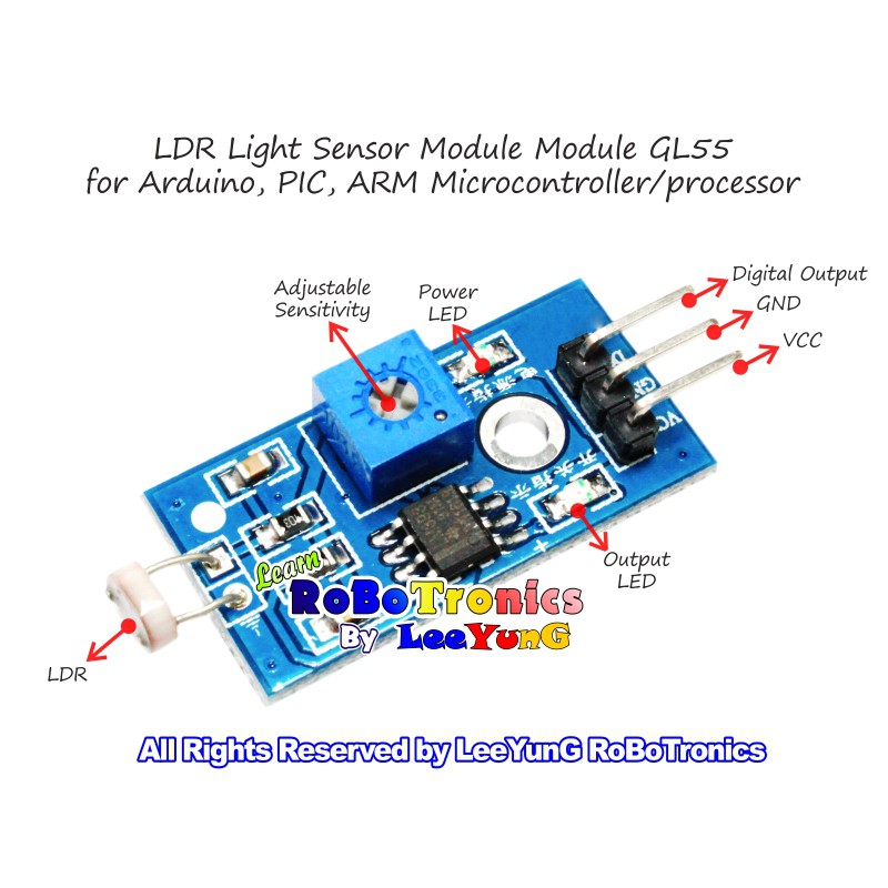 Arduino Light Sensor Module Light Dependent Resistor LDR Detection for Raspberry Shopee Malaysia