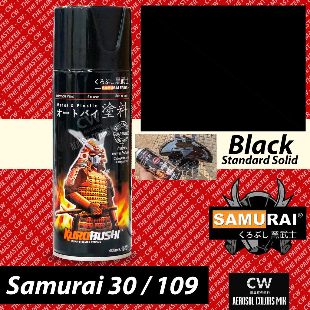 [ Samurai Paint 30 Black ] Standard Colors 400ml 🛵 Hitam Samurai Untuk Motor DIY Aerosol Spray 🛵
