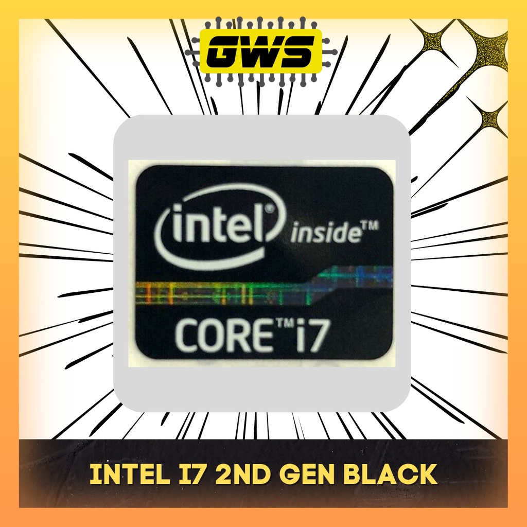 Original Intel i7 2ND GEN BLACK Logo Sticker for Laptop/Desktop