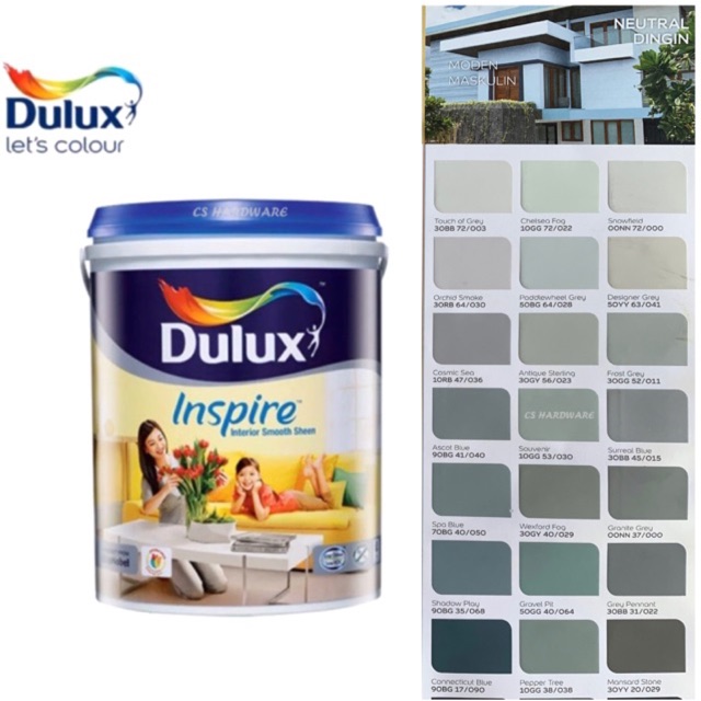 5 Litre ICI DULUX Inspire Interior Smooth Sheen Paints (GREY) 30RB 64/