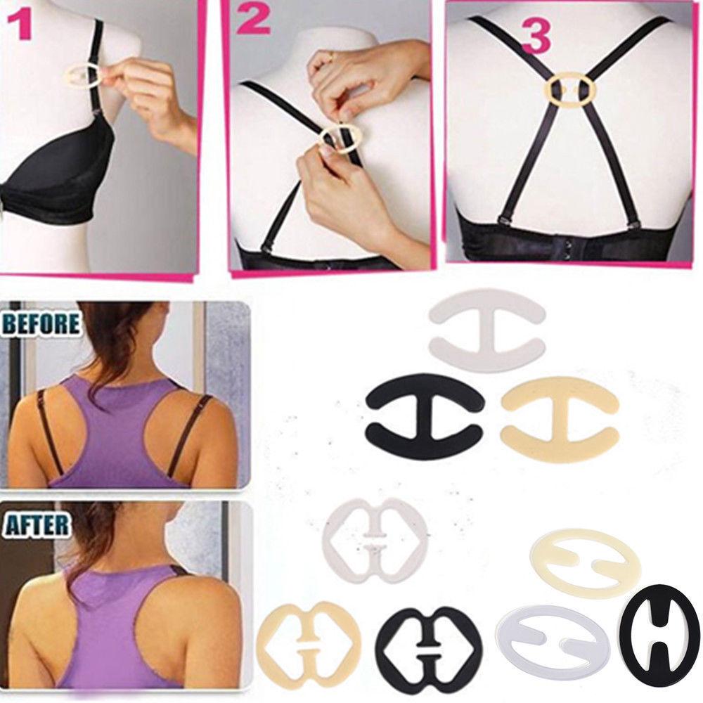 3 Bra Clips Hide Bra strap & adjust /enhance cleavage clip clear nude