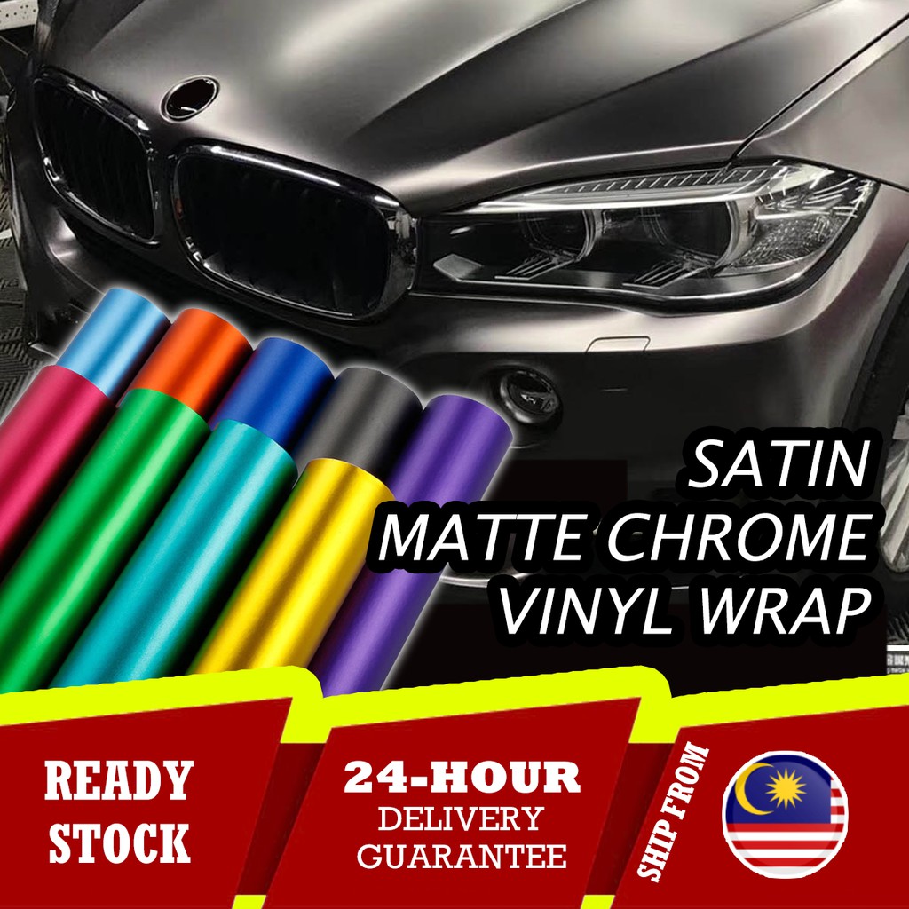 [1.52M*30CM] Satin Matte Chrome Vinyl Sheet Wrap Sticker Film Paper