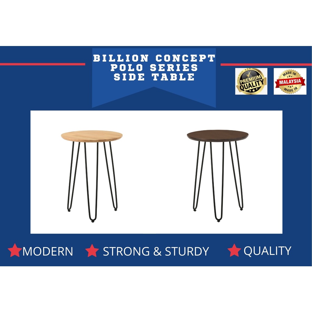  READY STOCK BILLION CONCEPT POLO SOLID WOOD TOP + METAL LEG SIDE