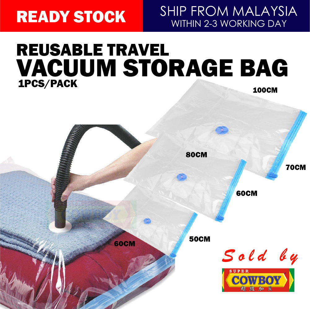 (1pcs) Plastik Vacuum / Reusable Travel Vacuum Storage Bag Transparent