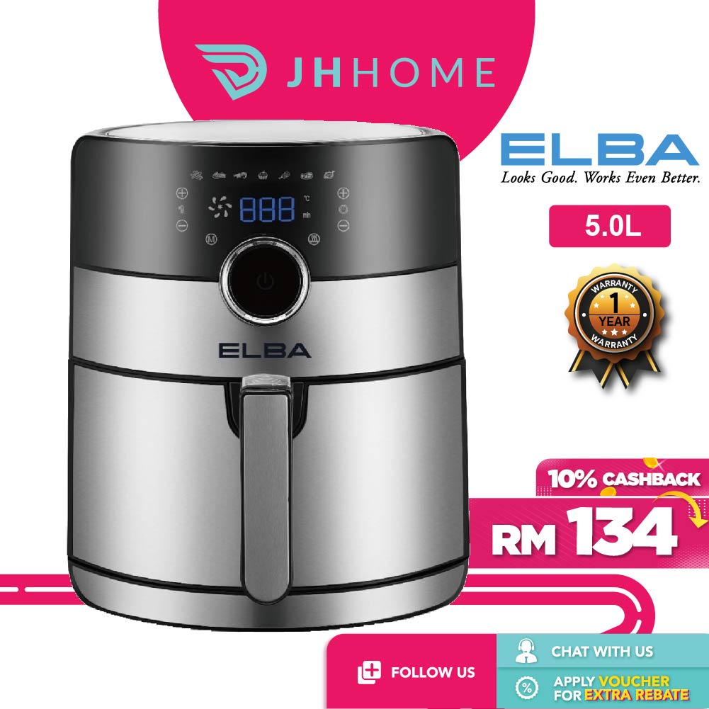Elba 5.0L Stainless Steel Body Air Fryer With Led Dislay Touch Control