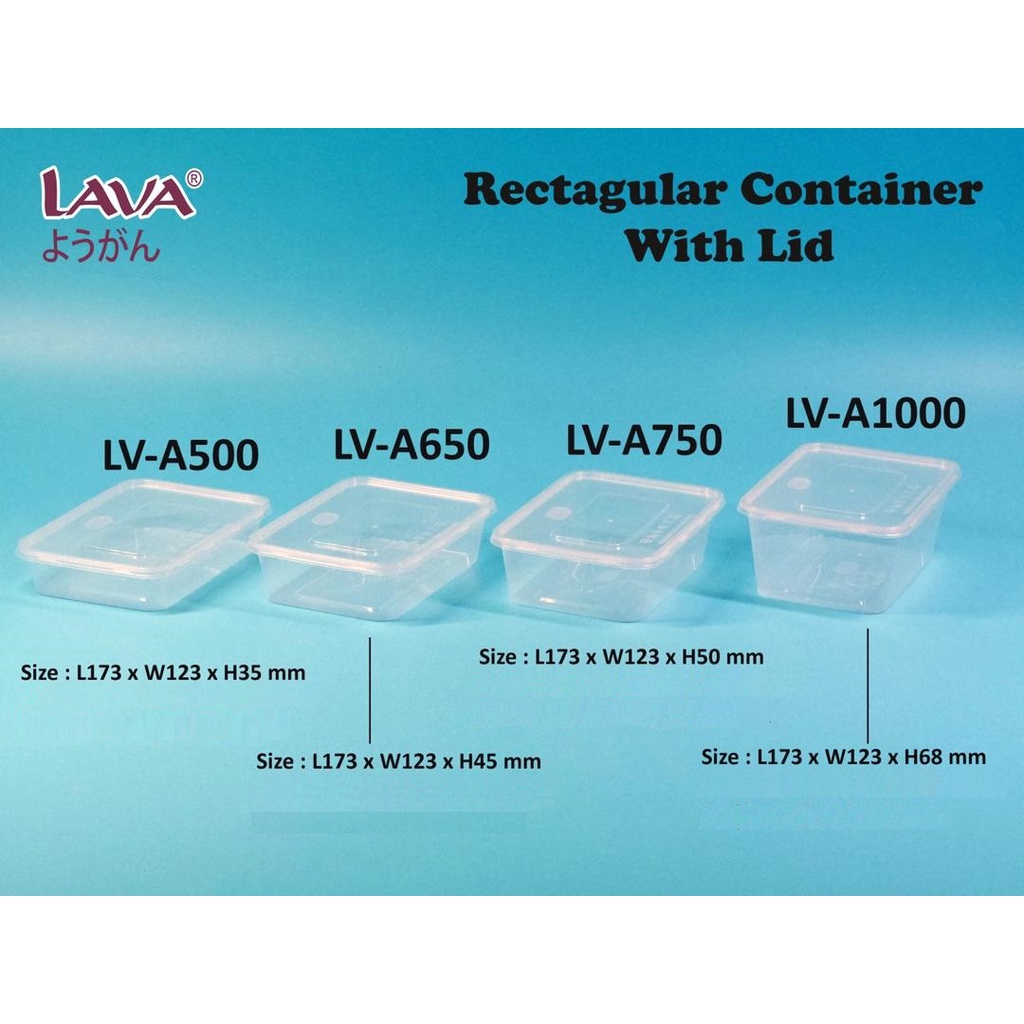 LAVA A500 A650 A750 A1000 Microwave Reheating Plastic Rectangular Food