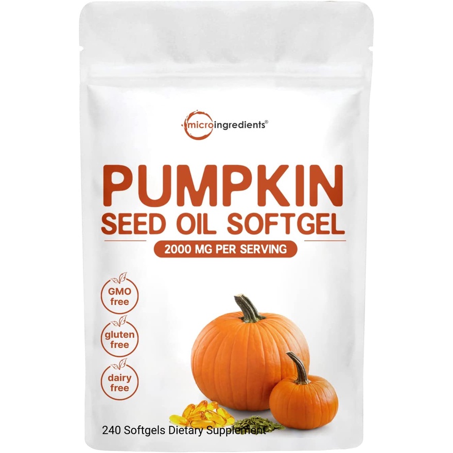 Micro Ingredients Pumpkin Seed Oil Capsules, 2000mg Per Serving, Cold