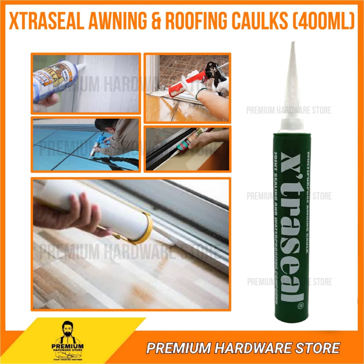 XTRASEAL AWNING CAULK & ROOFING 400ML / SILICONE SEALANT AWNING