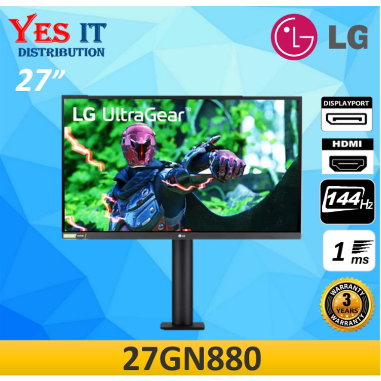 LG 27" 27GN880 Nano IPS 1ms 144Hz QHD HDR10 AMD GSync Nvidia GSync Ergonomic Ultragear Gaming