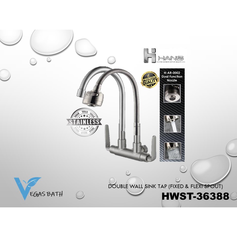 HANS TAPKITCHEN TAPDOUBLE WALL SINK TAPSTAINLESS STEELFIXED/FLEXI
