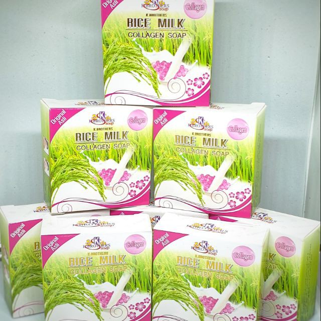 K Brothers Rice Milk Soap (PINK) Soap from Thailand 12pcs Sabun