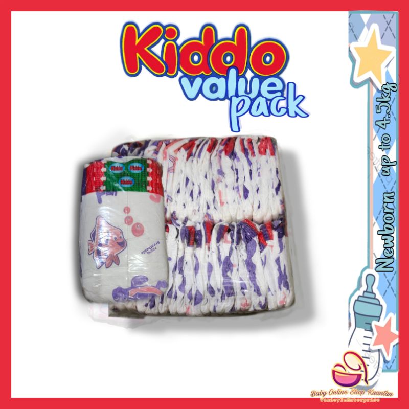 Kiddo Diapers Value Pack Newborn/S up to 5kg Shopee Malaysia