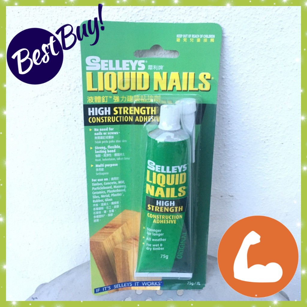 Selleys Liquid Nail 75ml Heavy Duty Glass Mosaic Tile Glue Construction