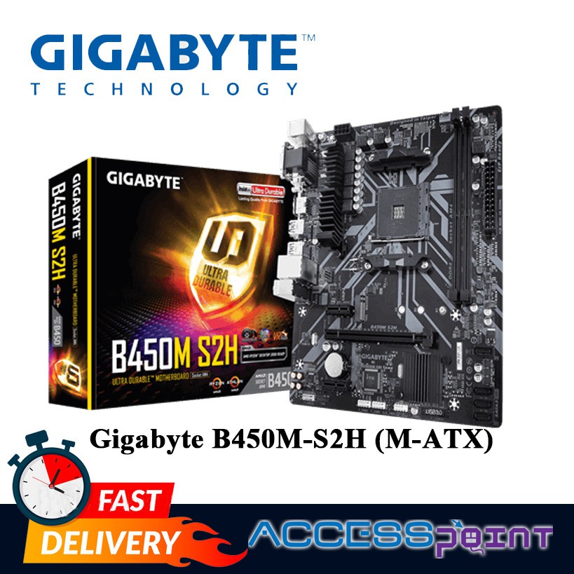 GIGABYTE B450M S2H AMD B450 RYZEN AM4 Ultra Durable Motherboard