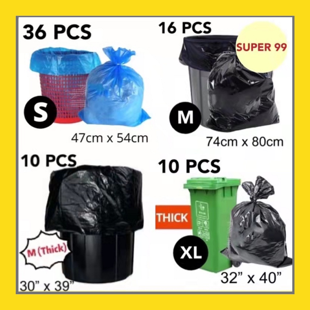HDPE S / L / XL Plastic Garbage Bag Rubbish Bag Blue / Black Plastik