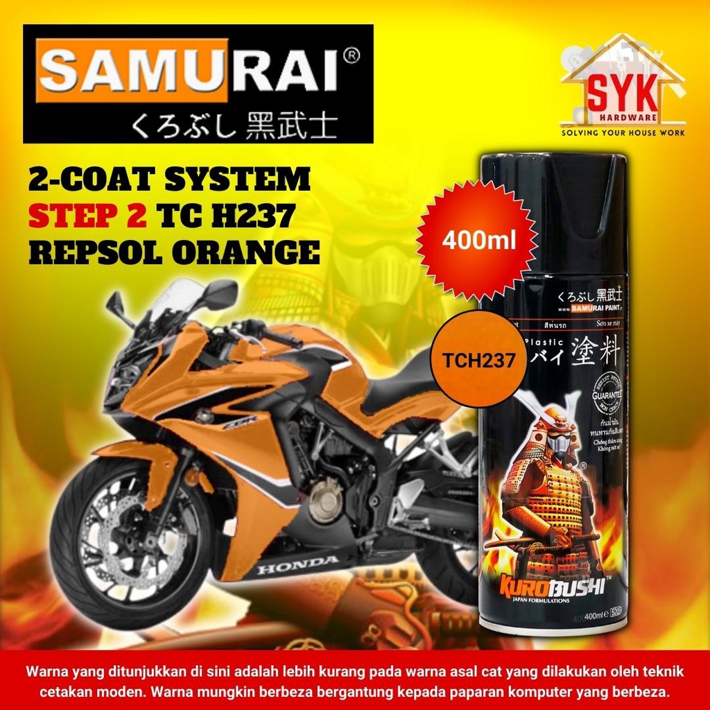 SYK Samurai Spray Paint 2 Coat System TCH237 Repsol Orange Honda Motorcycle Painting Colour Cat