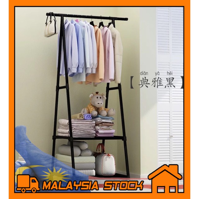 Korean Wardrobe Open Clothes and Storage Rack with Wheel Rak
