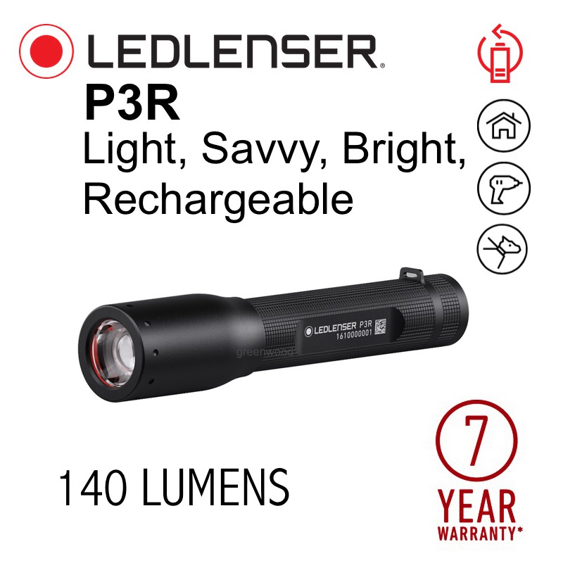 P3R LED LENSER RECHARGEABLE Flashlight - 140 Lumens [LedLenser