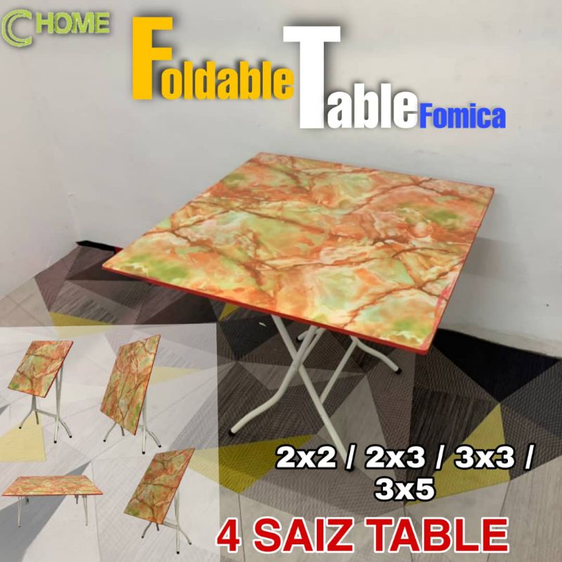 C HOME FURNITURE MEJA LIPAT,WOODEN TABLE FORMICA,2X2/2X3/3X3 AND MEJA