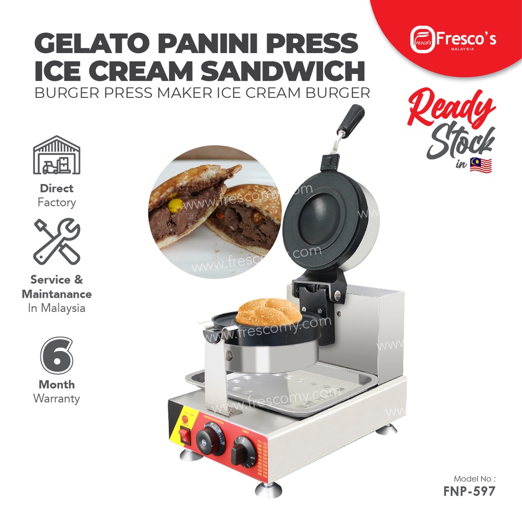 Gelato Panini Press Ice Cream Sandwich Machine UFO Burger Hamburger