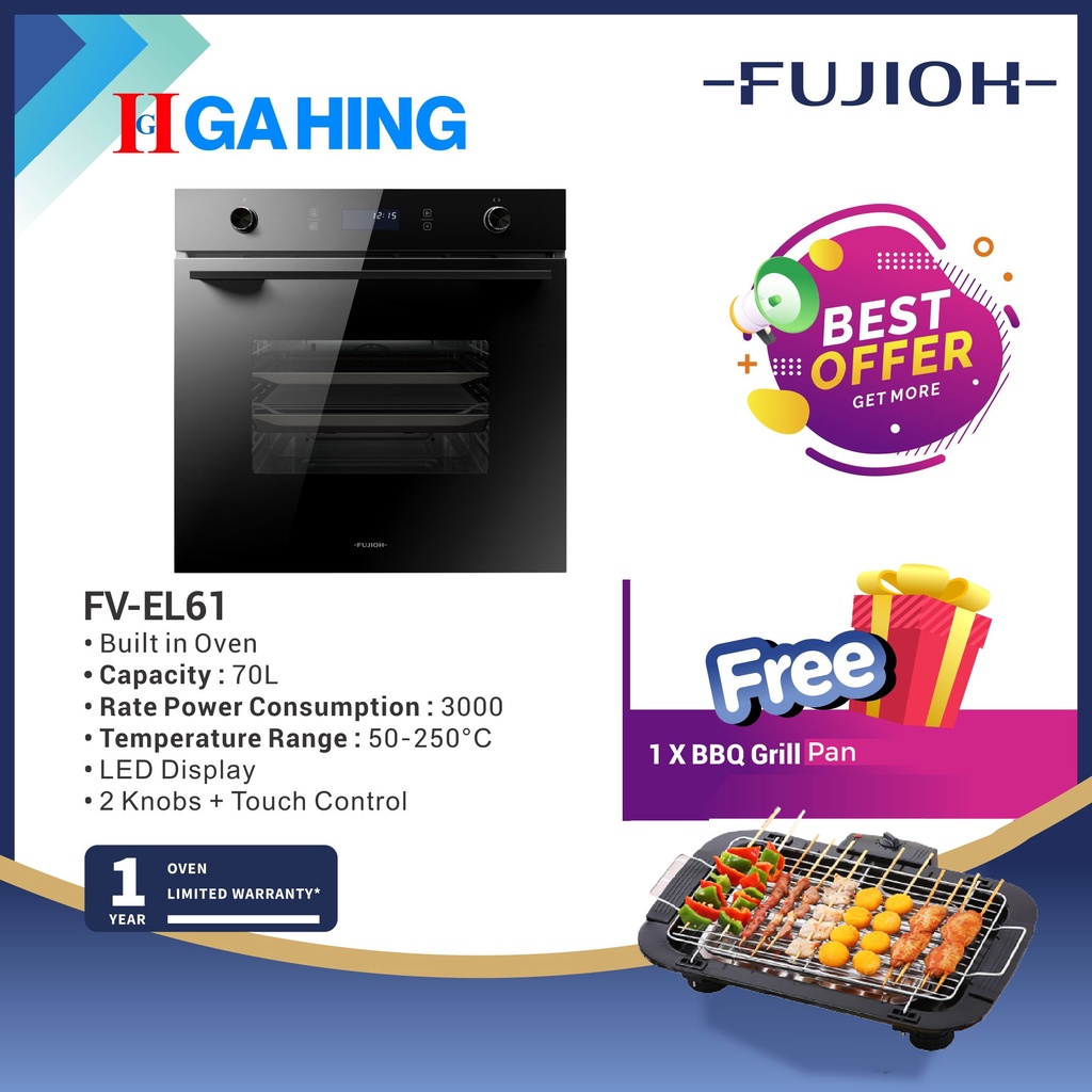 Fujioh FVEL61 70L 8 Functions Built in Oven/ oven electric/ oven