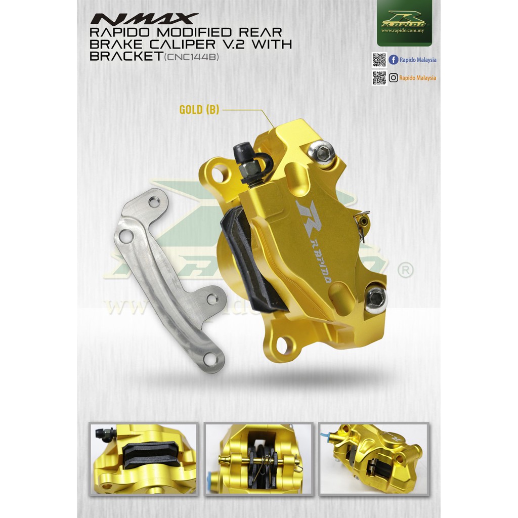 Rapido Yamaha Nmax 155 Rear Modified Brake Caliper V.2 with Bracket