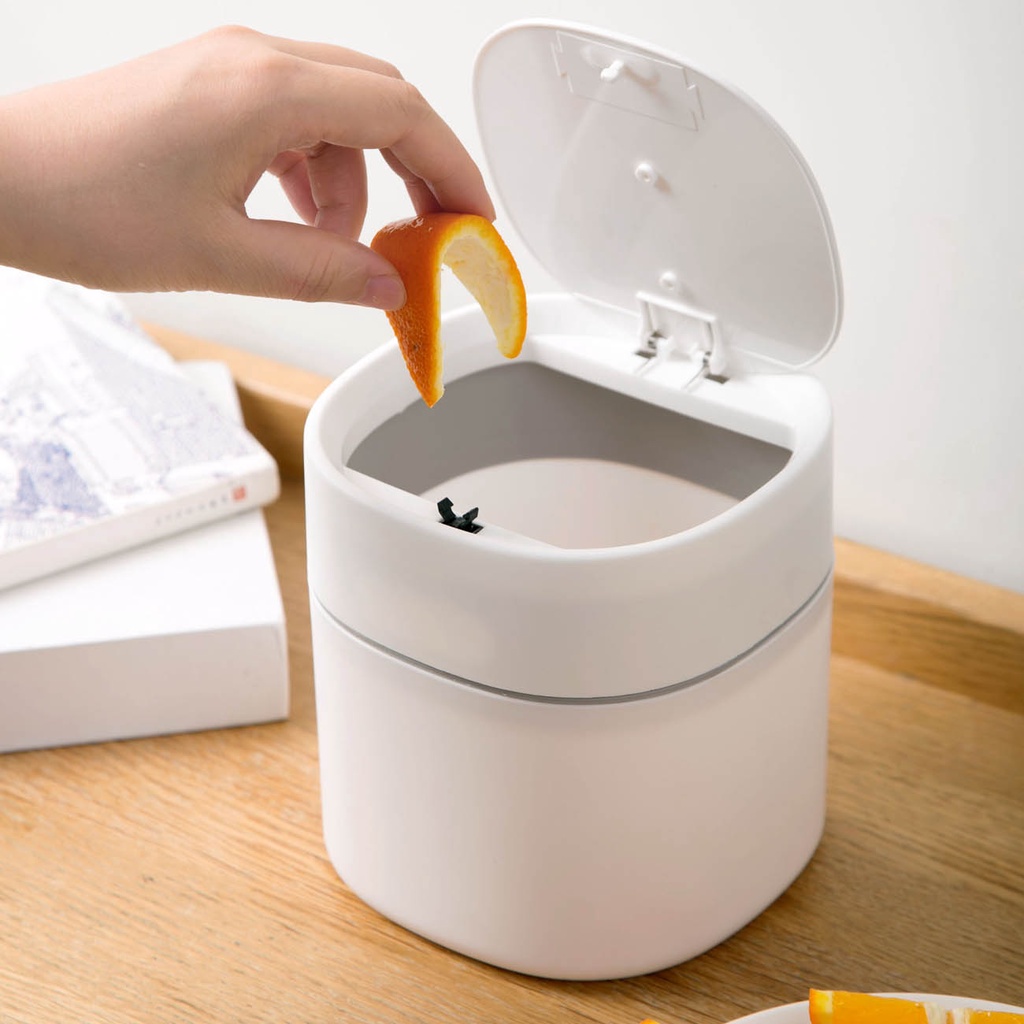 Household Mini Flip Table Garbage Bin Desktop Wastebasket Dustbin with