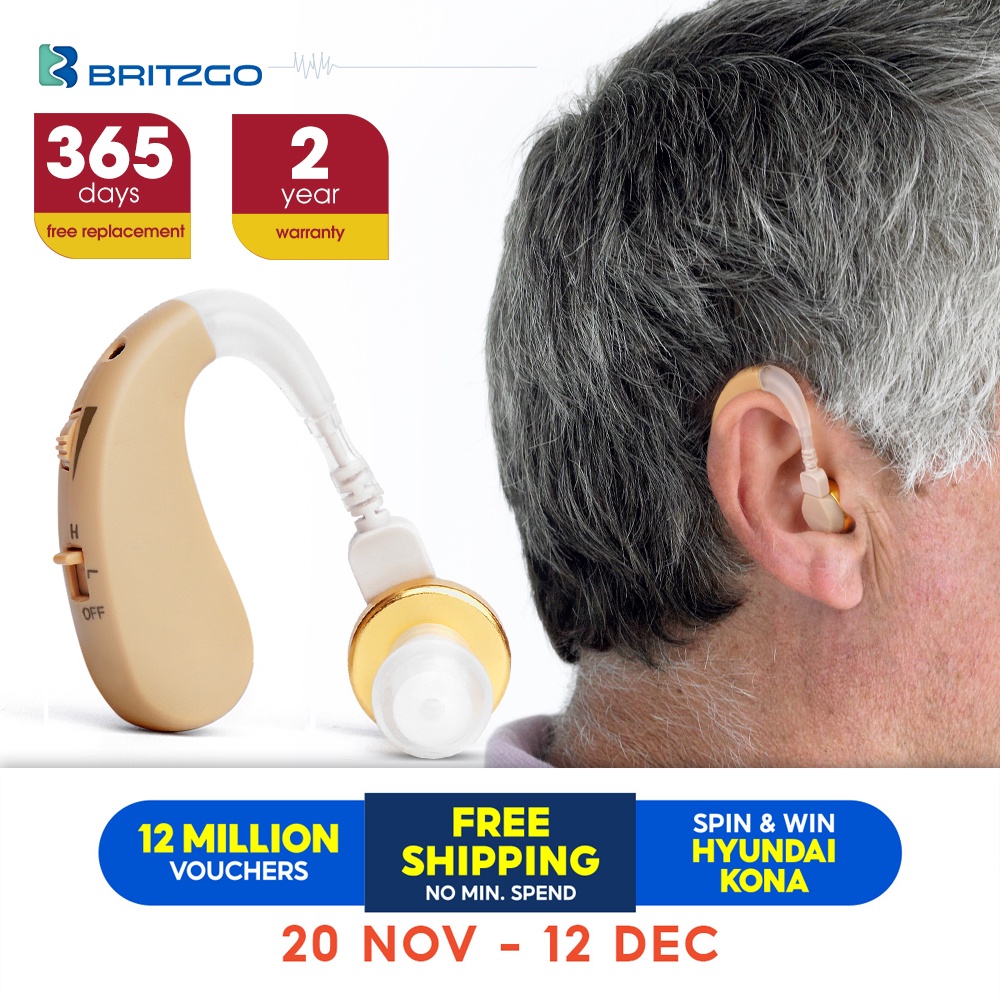 BRITZGO Hearing Aid Behind The Ear Hearing Amplifier Invisible Digital