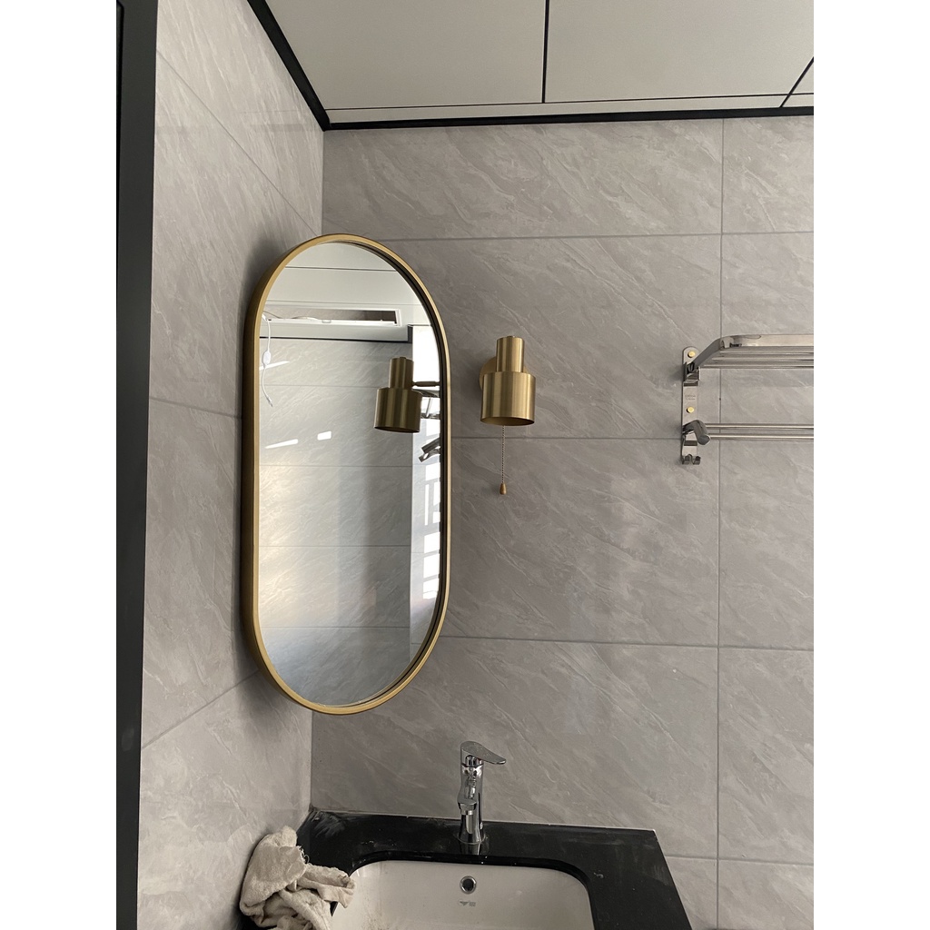 ELToilet Diagonal Rotating Corner Hanging Mirror Oval Bathroom Mirror