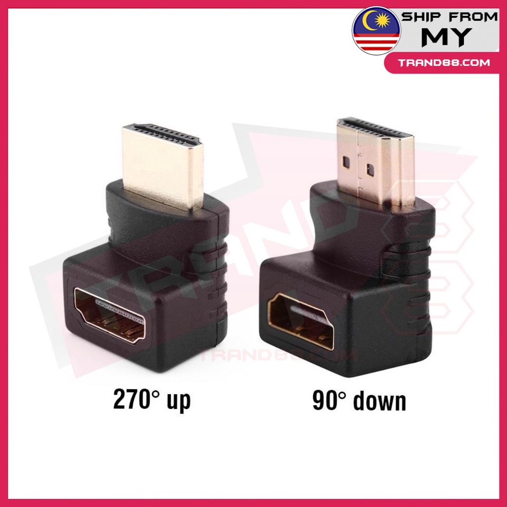 HDMI 90 degree 270 Degree L shaped Connector Cable Male to Female