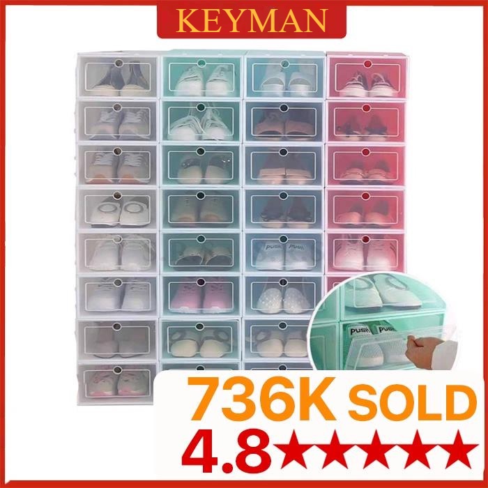 KEYMAN Unisex Stackable Storage Shoes Shoe Box Pp Plastic Box Penyimpan