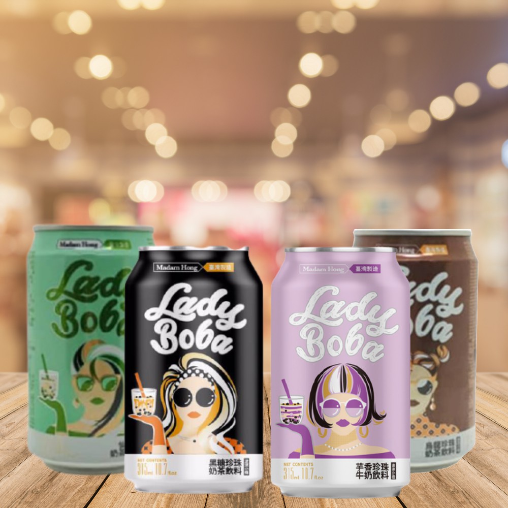 [HALAL] LADY BOBA BUBBLE TEA 1 CARTON (24 CANS X 315ML) Mixed 4 FLAVORS