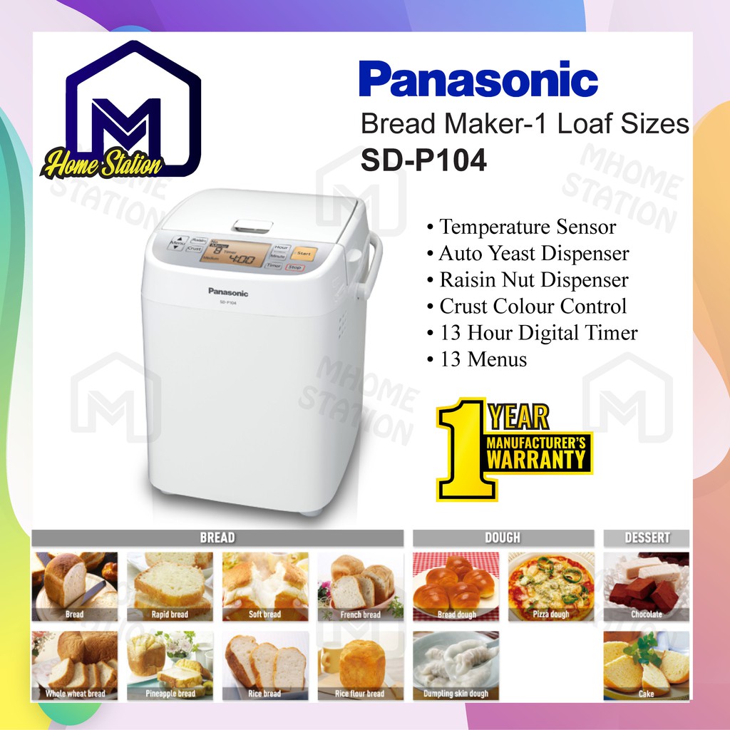 Panasonic Bread Maker 13 Preset Programs SDP104 (1 Loaf) Mesin Pembuat